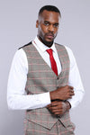 Grey Slim Fit Plaid V-Neck Waistcoat – Wessi