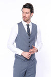 Grey Slim Fit Plain V-Neck Waistcoat – Wessi