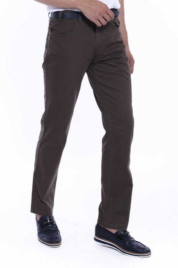 Khaki Slim Fit Suede Cotton Flap Pocket Trousers – Wessi