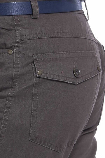 Khaki Slim Fit Suede Cotton Flap Pocket Trousers – Wessi