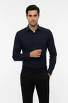 Regular Fit Navy Blue Long Sleeve Shirt — Wessi