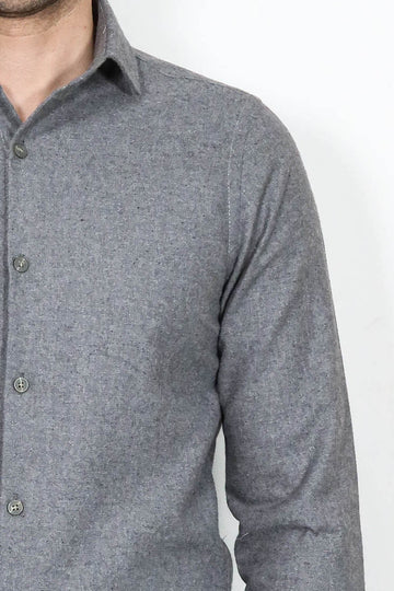 Men's Grey Slim Fit Plain Lumberjack Shirt | Wessi