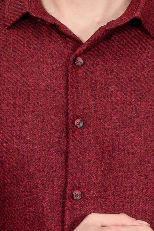 Men's Burgundy Slim Fit Plain Lumberjack Shirt | Wessi