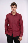 Men's Burgundy Slim Fit Plain Lumberjack Shirt | Wessi