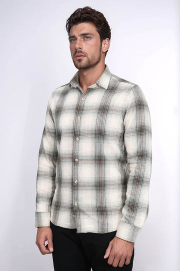 Men's Brown Slim Fit Checked Lumberjack Shirt | Wessi
