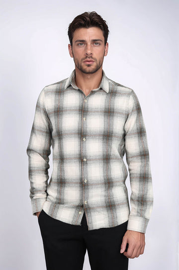 Men's Brown Slim Fit Checked Lumberjack Shirt | Wessi