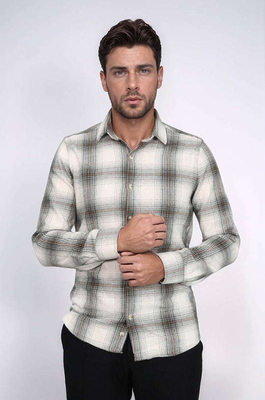 Men's Brown Slim Fit Checked Lumberjack Shirt | Wessi