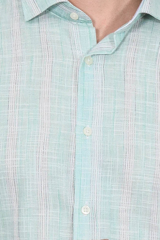 Slim Fit Light Green Checked Cotton Shirt — Wessi