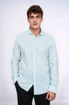 Slim Fit Light Green Checked Cotton Shirt — Wessi
