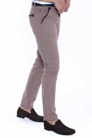 Cream Slim Fit Plain Gabardine Trousers – Wessi