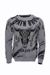 Grey Slim Fit Crew Neck Patterned Sweatshirt | Wessi