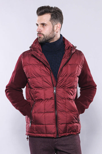 Burgundy Slim Fit Quilted Hooded Coat – Wessi