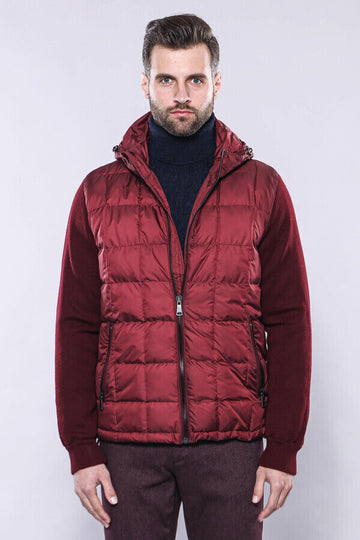 Burgundy Slim Fit Quilted Hooded Coat – Wessi