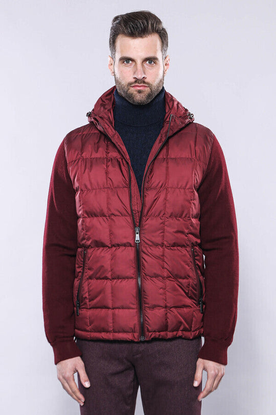 Burgundy Slim Fit Quilted Hooded Coat – Wessi