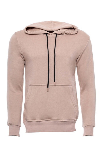 Beige Slim Fit Plain Hooded Sweatshirt with Pocket | Wessi
