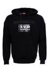 Black Slim Fit Printed Hooded Sweatshirt with Pocket | Wessi