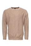 Beige Slim Fit Horizontal Striped Crew Neck Sweatshirt | Wessi