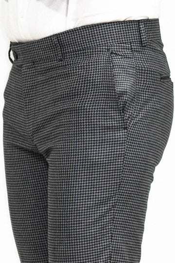 Anthracite Slim Fit Houndstooth Trousers – Wessi