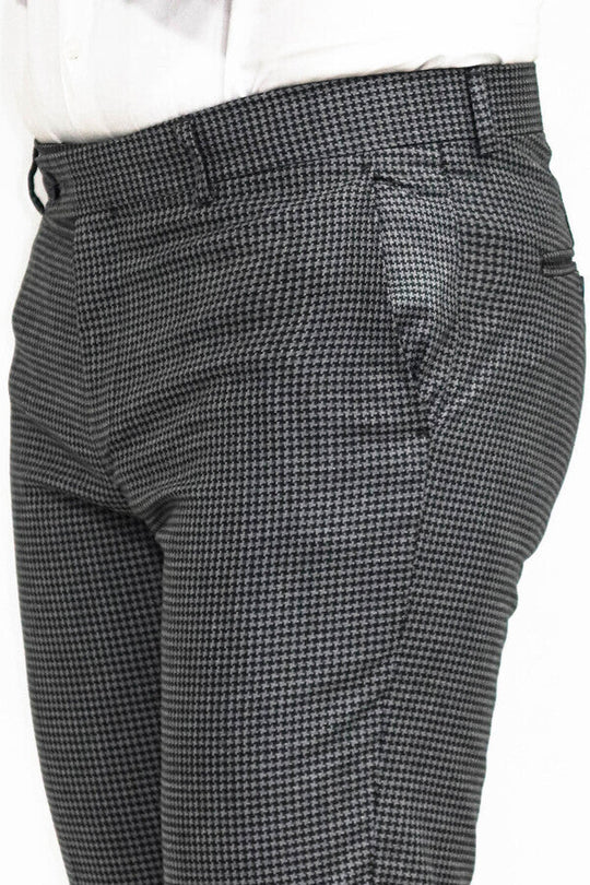 Anthracite Slim Fit Houndstooth Trousers – Wessi