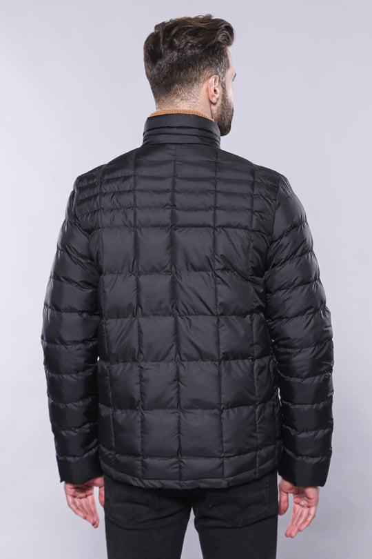Black Slim Fit Quilted Winter Coat – Wessi
