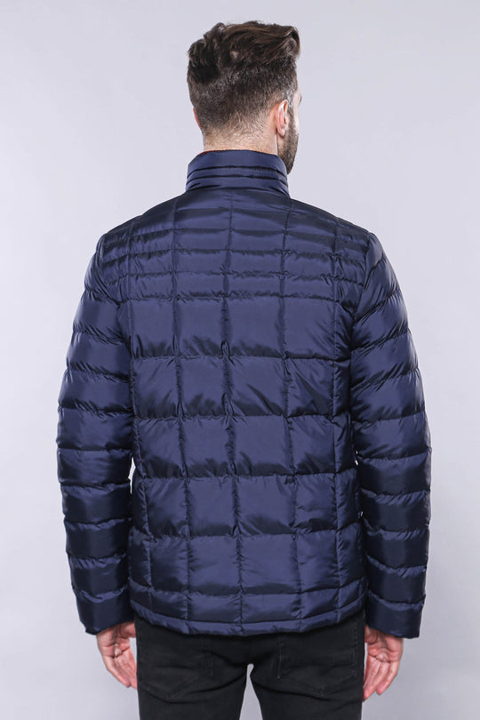 Navy Blue Slim Fit Quilted Winter Coat – Wessi