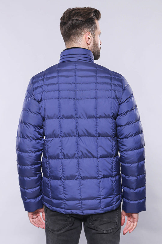 Blue Slim Fit Quilted Winter Coat – Wessi
