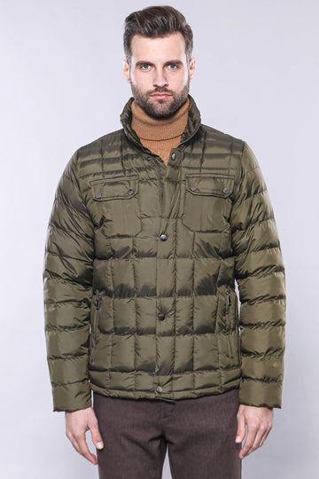 Olive Green Slim Fit Quilted Winter Coat – Wessi