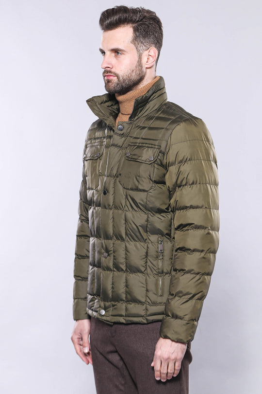 Olive Green Slim Fit Quilted Winter Coat – Wessi