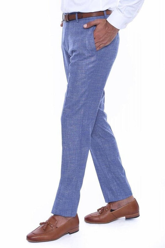 Navy Blue Slim Fit Plaid Dress Trousers – Wessi