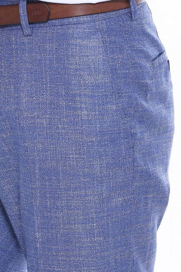 Navy Blue Slim Fit Plaid Dress Trousers – Wessi