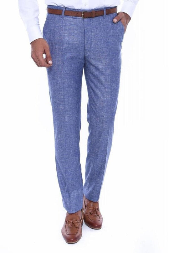 Navy Blue Slim Fit Plaid Dress Trousers – Wessi