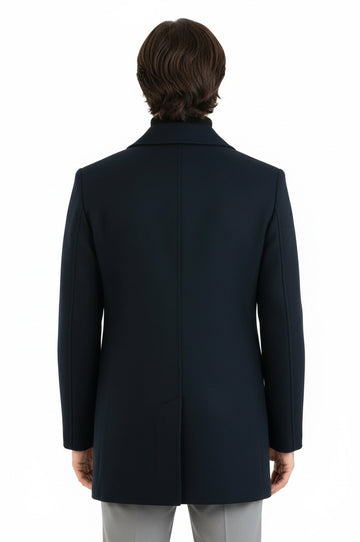 Dark Green Slim Fit Double Breasted Wide Lapel Wool Blend Coat – Wessi