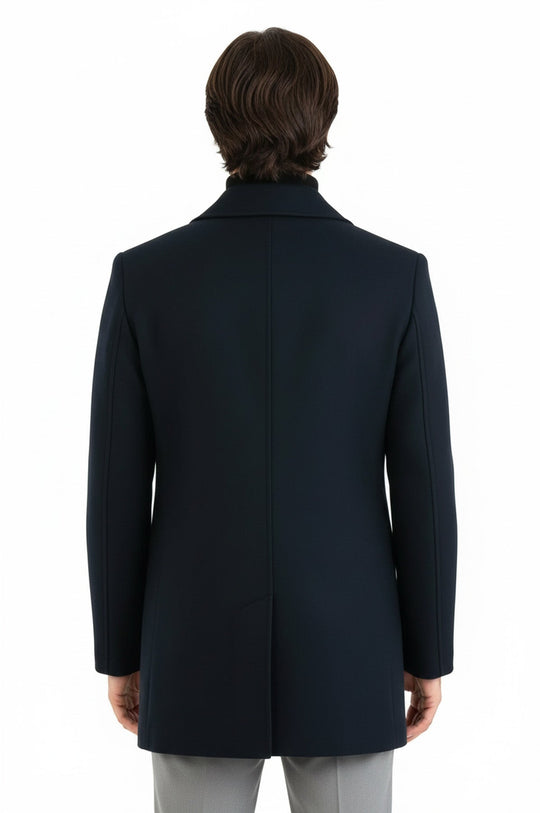 Dark Green Slim Fit Double Breasted Wide Lapel Wool Blend Coat – Wessi