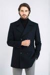 Dark Green Slim Fit Double Breasted Wide Lapel Wool Blend Coat – Wessi