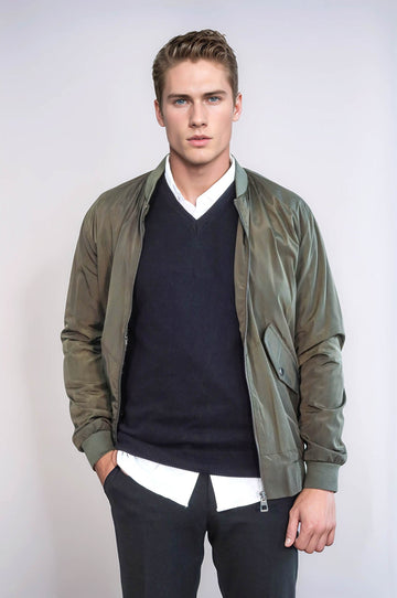 Khaki Slim Fit Zip-Up Bomber Jacket – Wessi