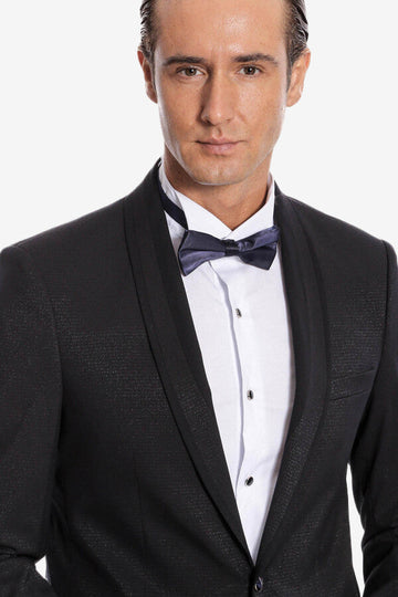 Men's Midnight Navy Micro-Textured 2-Piece Slim Fit Tuxedo with Shawl Lapel