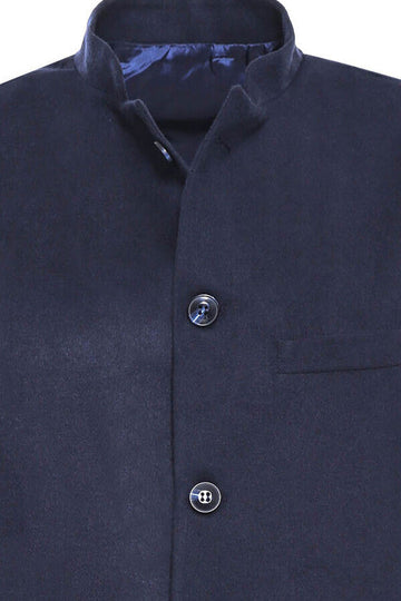 Navy Slim Fit Mandarin Collar Cachet Vest | Wessi