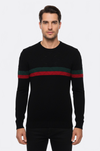 Black Slim Fit Round Neck Chest Stripe Knit Jumper – Wessi