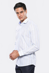 Slim Fit Sky Blue Plaid Cotton Shirt — Wessi