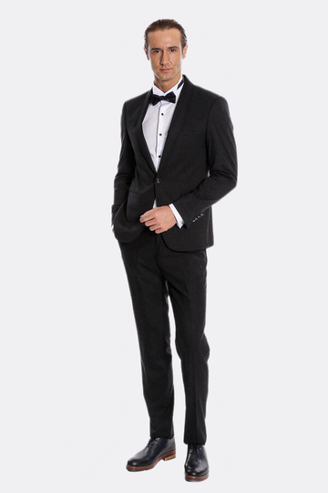Men's Midnight Navy Micro-Textured 2-Piece Slim Fit Tuxedo with Shawl Lapel