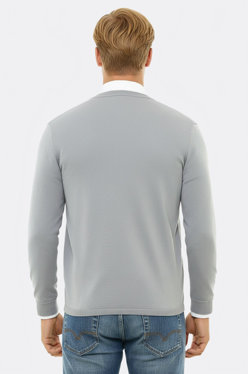 Grey Slim Fit Cotton Knit Jumper | Wessi