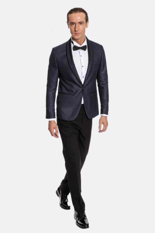 Men's Maroon Micro-Patterned Shawl Lapel 2-Piece Slim Fit Combination Tuxedo