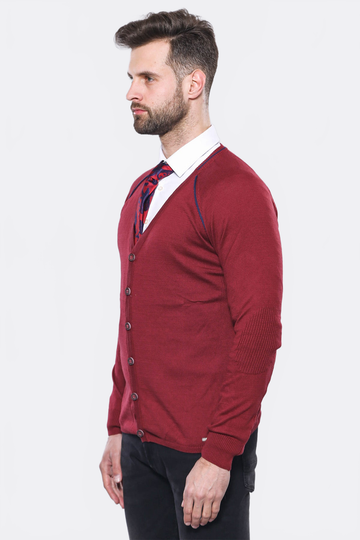 Burgundy Slim Fit Cotton Cardigan – Wessi