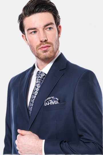 Men's Navy Blue Poly-Viscose 4-Drop Comfort Fit 2-Piece Suit