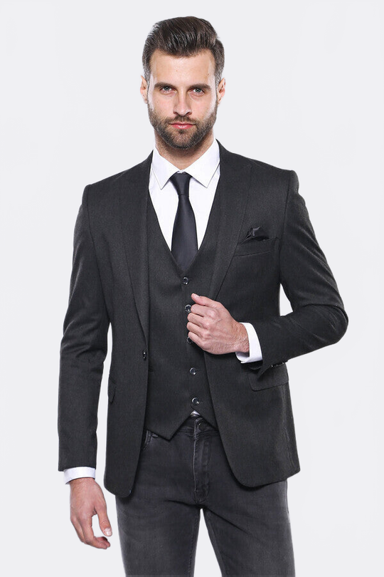 Men’s Smoked Grey Slim Fit 2-Piece Blazer & Waistcoat Set