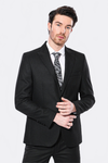 Men’s Black Textured Slim Fit Peak Lapel Blazer