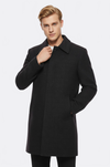 Burgundy Check Slim Fit Peak Lapel Hidden Button Wool Blend Coat – Wessi