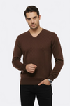 Light Brown Slim Fit Dot Patterned V-Neck Sweater – Wessi