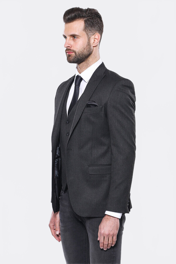 Men’s Smoked Grey Slim Fit 2-Piece Blazer & Waistcoat Set