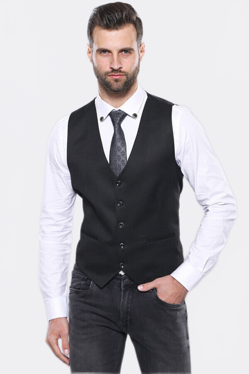 Men’s Midnight Black Slim Fit 2-Piece Blazer & Waistcoat Set